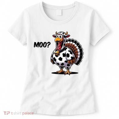 Turkey Moo Cow Funny Thanksgiving Women's T-Shirt