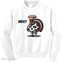 Turkey Moo Cow Funny Thanksgiving Kids Sweatshirt thumb 0