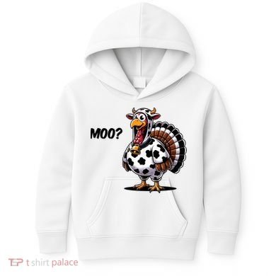 Turkey Moo Cow Funny Thanksgiving Kids Hoodie