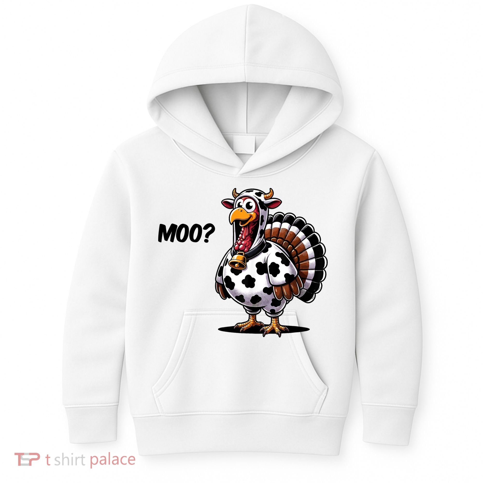 Turkey Moo Cow Funny Thanksgiving Kids Hoodie