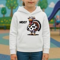 Turkey Moo Cow Funny Thanksgiving Kids Hoodie thumb 3