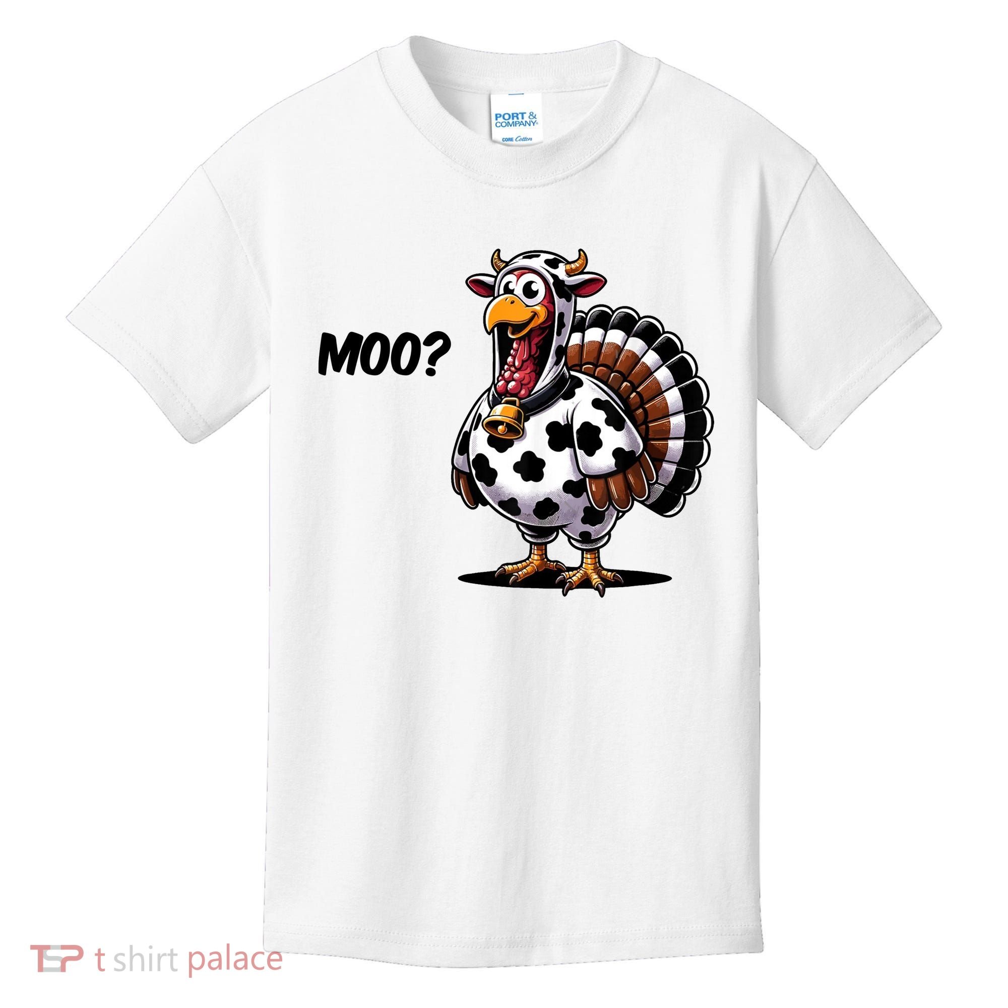 Turkey Moo Cow Funny Thanksgiving Kids T-Shirt