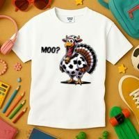 Turkey Moo Cow Funny Thanksgiving Kids T-Shirt thumb 3