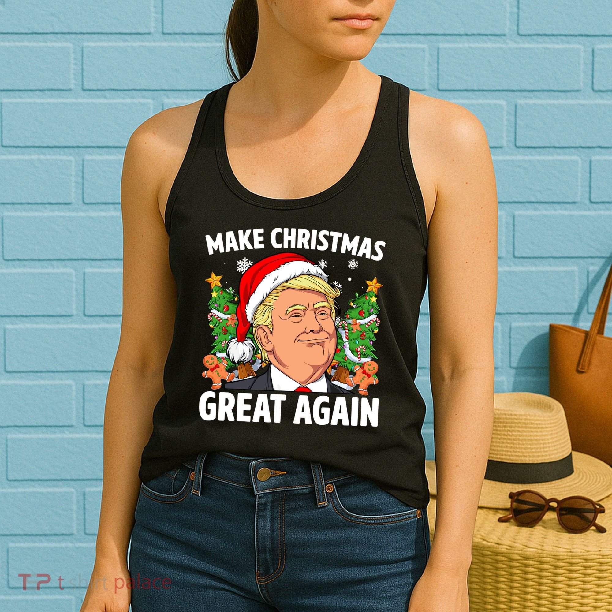 Trump Make Christmas Great Again Ugly Christmas Sweaters Women's Tank Top