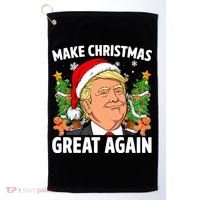 Trump Make Christmas Great Again Ugly Christmas Sweaters Golf Towel thumb 0