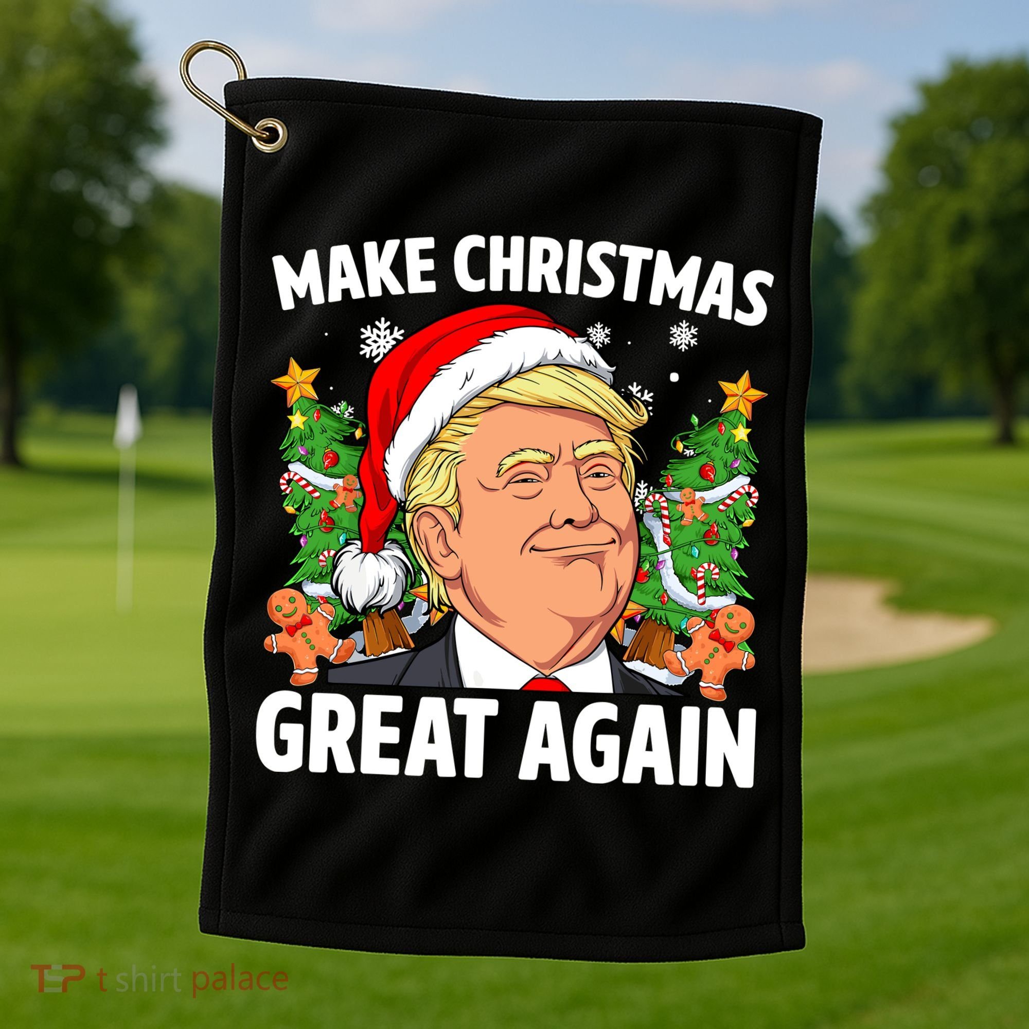 Trump Make Christmas Great Again Ugly Christmas Sweaters Golf Towel