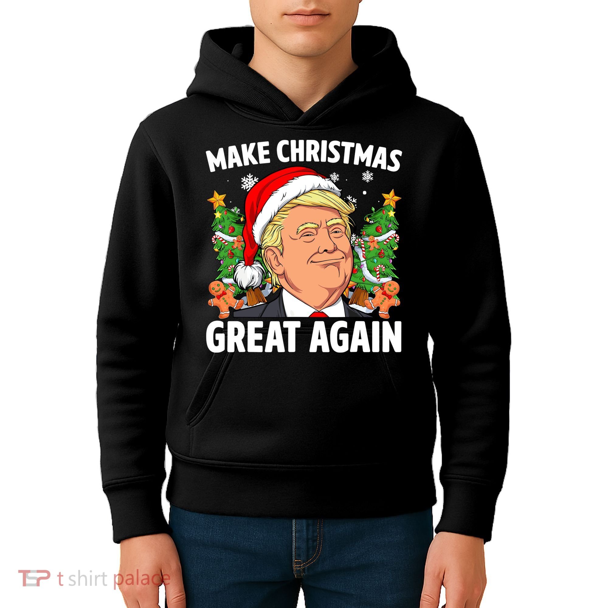 Trump Make Christmas Great Again Ugly Christmas Sweaters Kids Hoodie