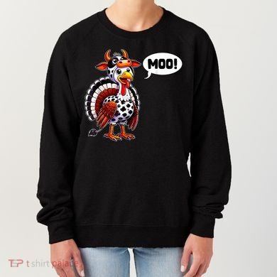 Turkey Moo Cow Funny Thanksgiving Women's Sweatshirt