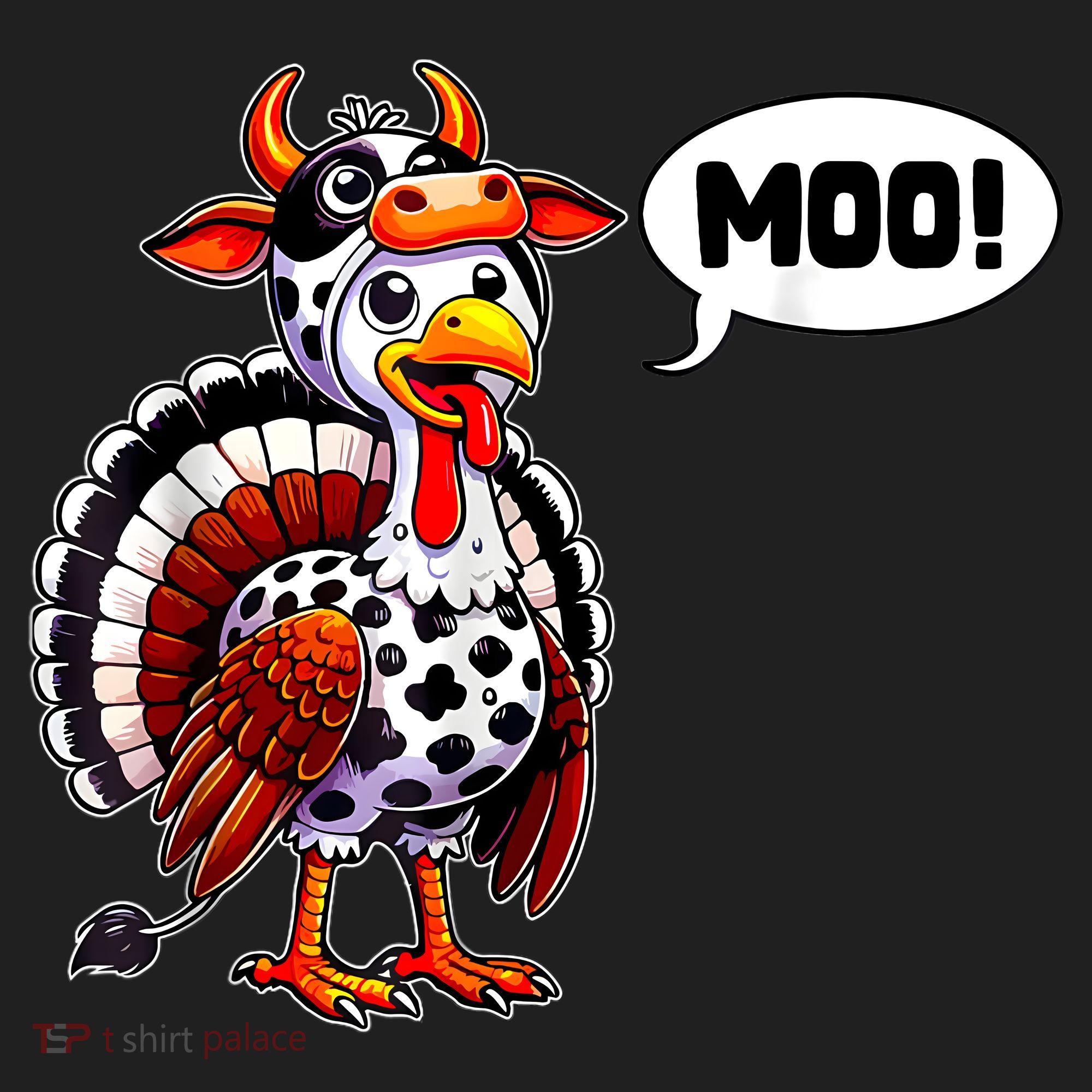 Turkey Moo Cow Funny Thanksgiving Women's Sweatshirt