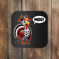 Turkey Moo Cow Funny Thanksgiving Coaster thumb 0
