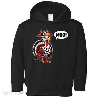 Turkey Moo Cow Funny Thanksgiving Toddler Hoodie