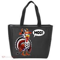 Turkey Moo Cow Funny Thanksgiving Tote Bag thumb 0