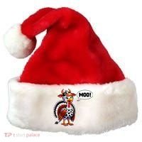 Turkey Moo Cow Funny Thanksgiving Santa Hat thumb 0