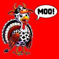 Turkey Moo Cow Funny Thanksgiving Santa Hat thumb 1
