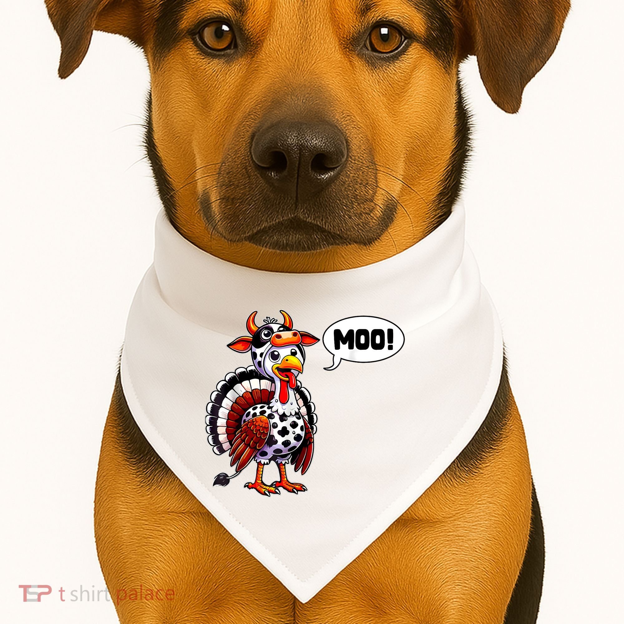 Turkey Moo Cow Funny Thanksgiving USA-Made Doggie Bandana