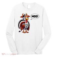 Turkey Moo Cow Funny Thanksgiving Long Sleeve Shirt thumb 0