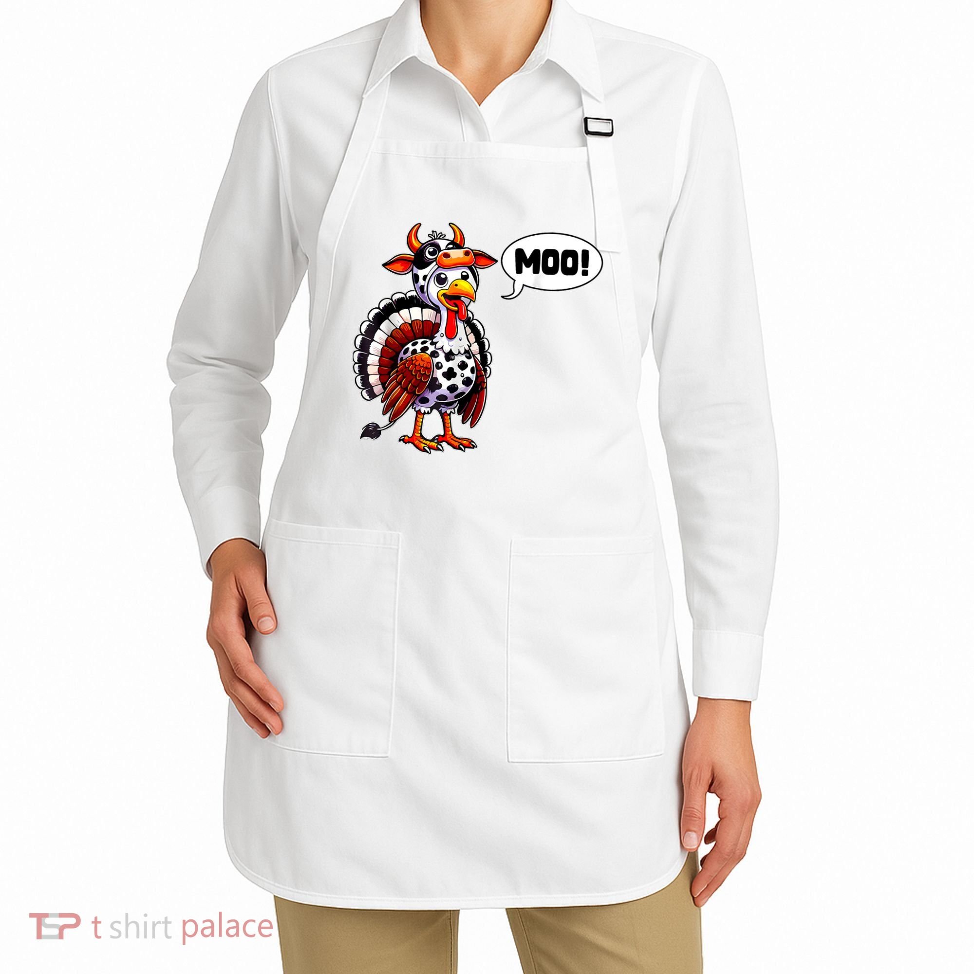Turkey Moo Cow Funny Thanksgiving Apron
