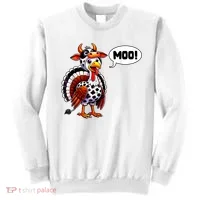 Turkey Moo Cow Funny Thanksgiving Sweatshirt thumb 0