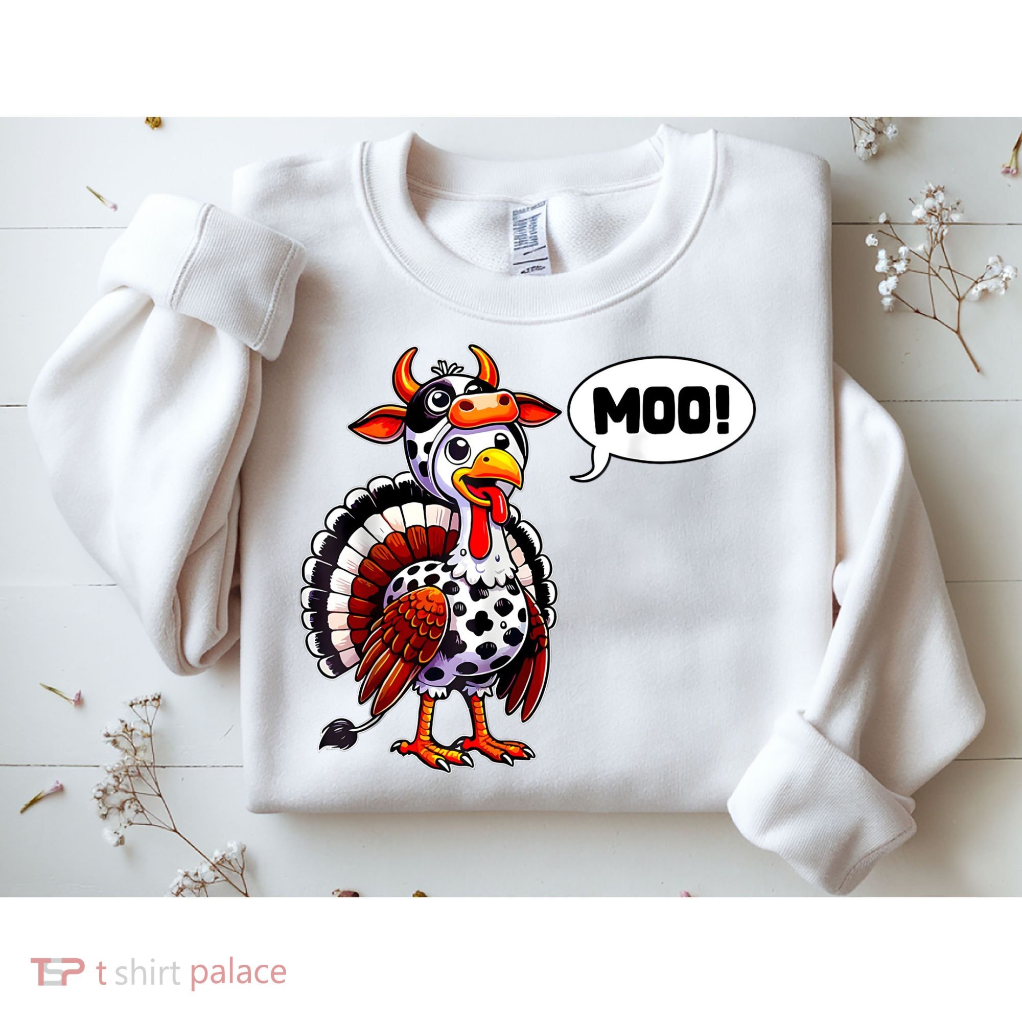 Turkey Moo Cow Funny Thanksgiving Sweatshirt