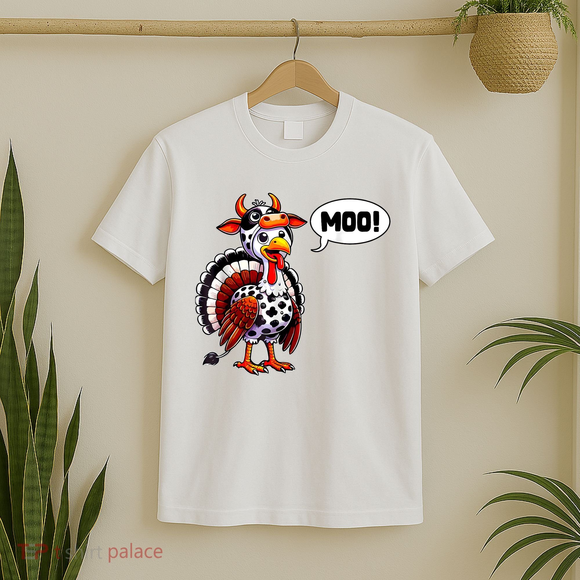 Turkey Moo Cow Funny Thanksgiving T-Shirt