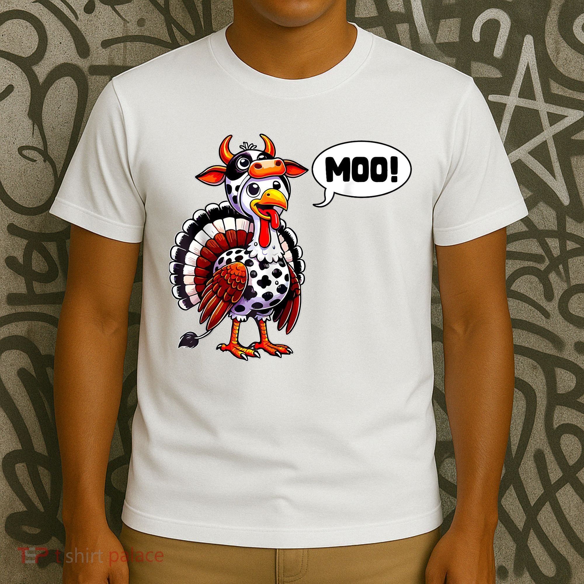 Turkey Moo Cow Funny Thanksgiving T-Shirt