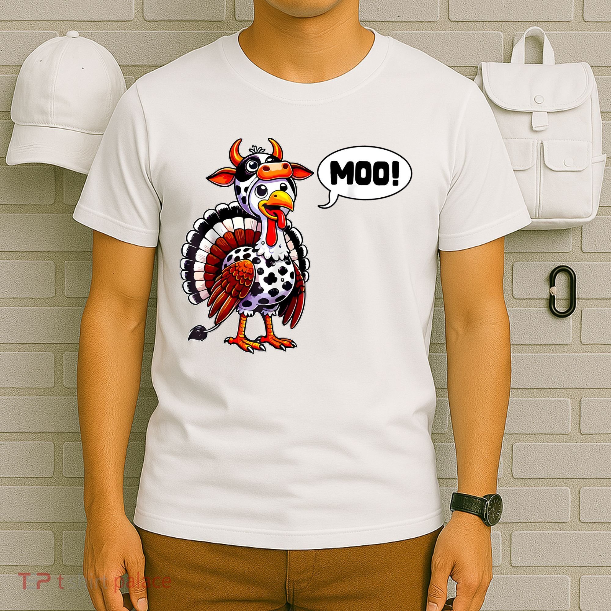 Turkey Moo Cow Funny Thanksgiving T-Shirt