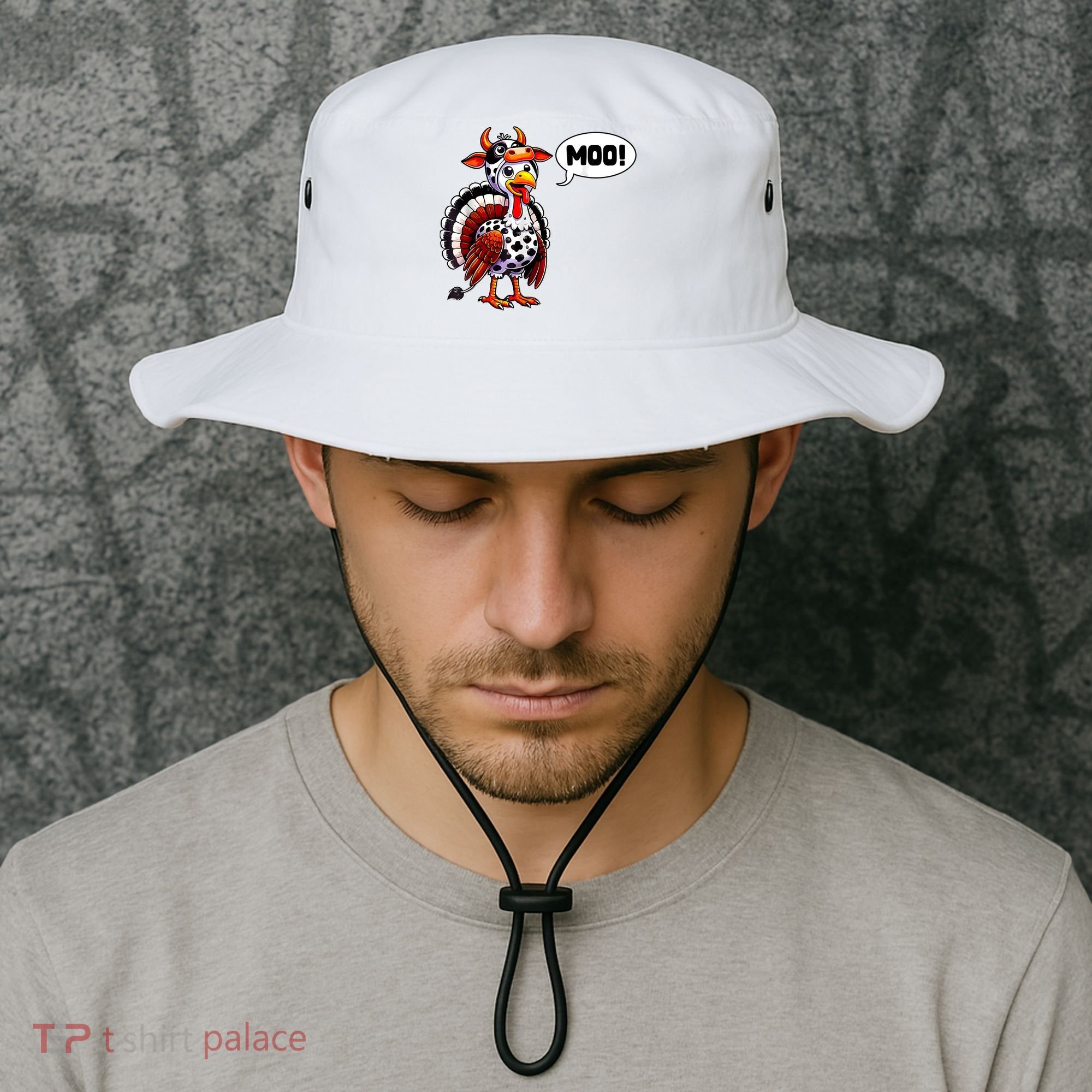 Turkey Moo Cow Funny Thanksgiving Bucket Hat
