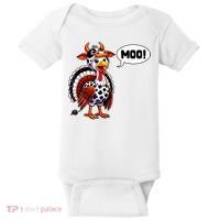 Turkey Moo Cow Funny Thanksgiving Baby Bodysuit thumb 0