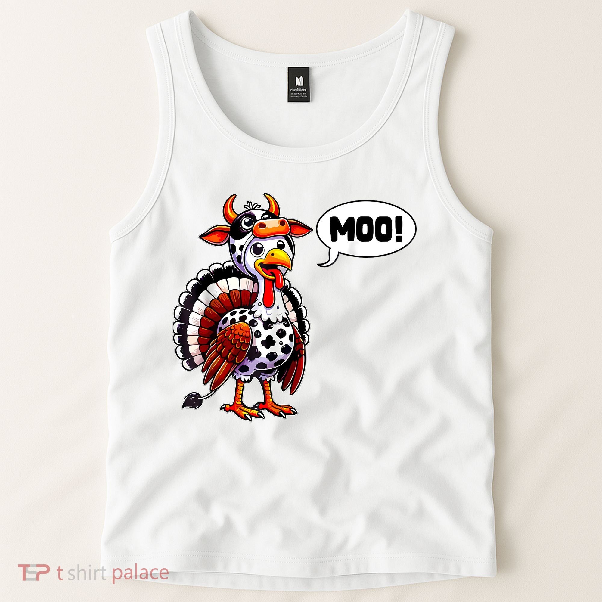 Turkey Moo Cow Funny Thanksgiving Tank Top