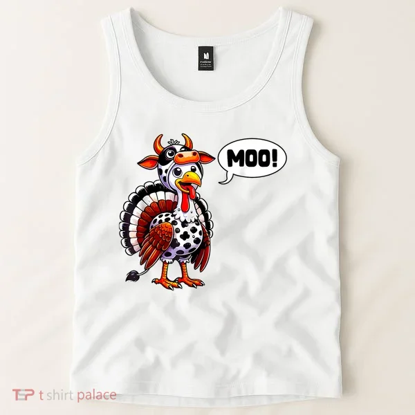 Turkey Moo Cow Funny Thanksgiving Tank Top