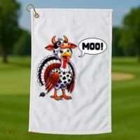 Turkey Moo Cow Funny Thanksgiving Golf Towel thumb 1