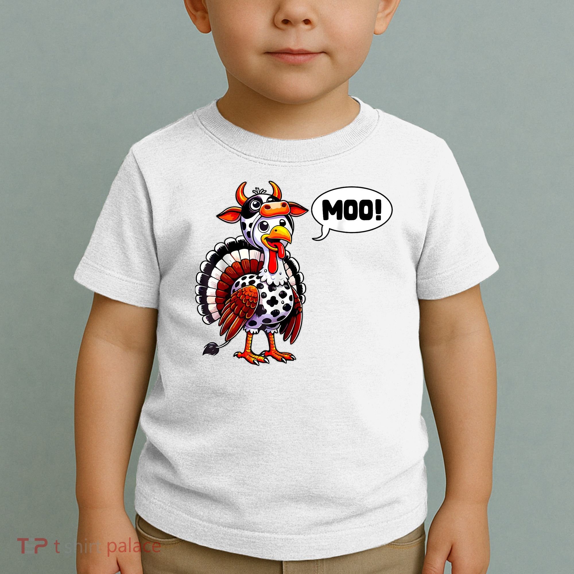 Turkey Moo Cow Funny Thanksgiving Toddler T-Shirt