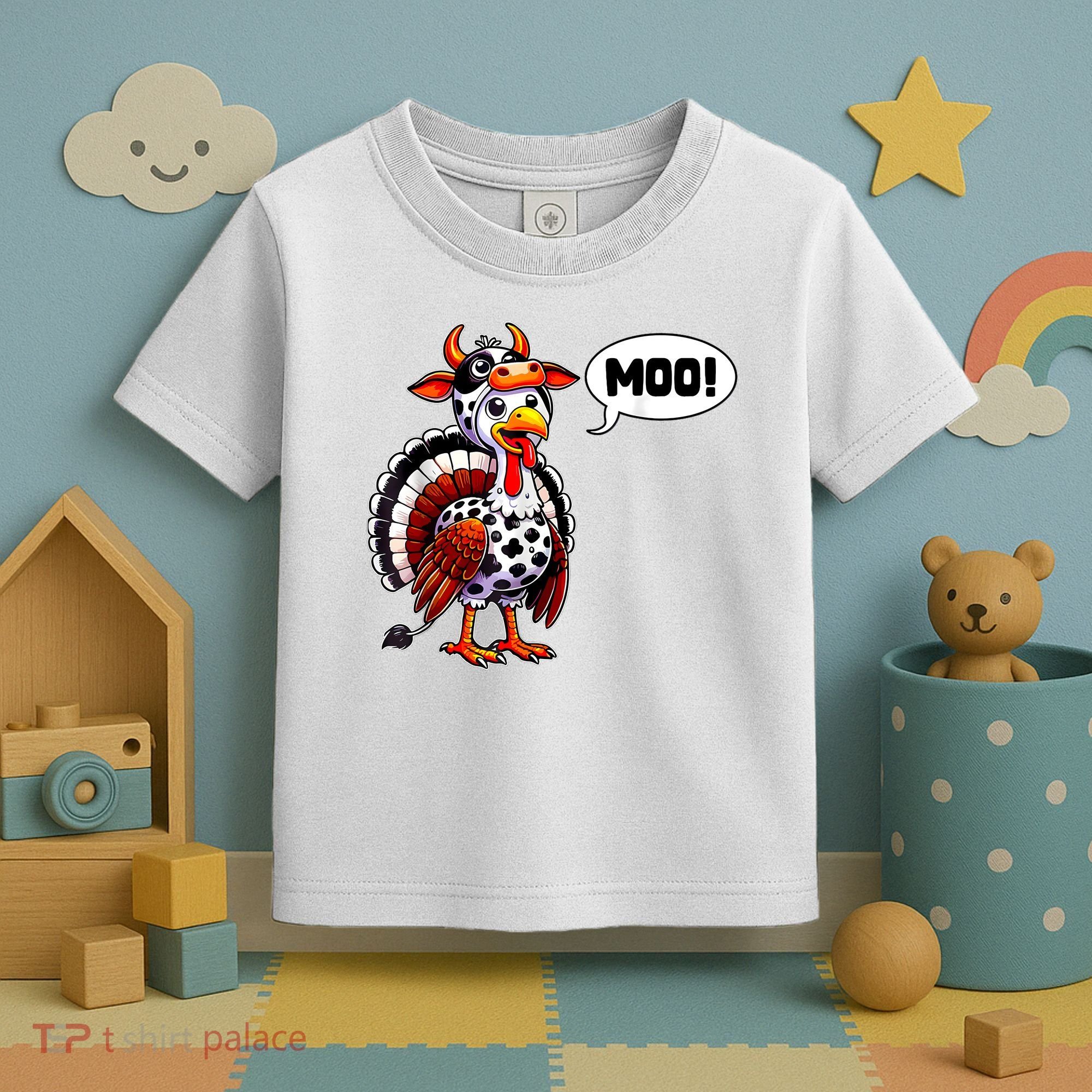 Turkey Moo Cow Funny Thanksgiving Toddler T-Shirt