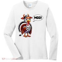 Turkey Moo Cow Funny Thanksgiving Women's Long Sleeve Shirt thumb 0
