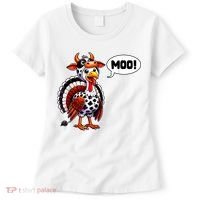 Turkey Moo Cow Funny Thanksgiving Women's T-Shirt thumb 0