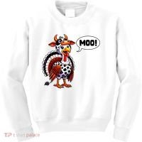 Turkey Moo Cow Funny Thanksgiving Kids Sweatshirt thumb 0