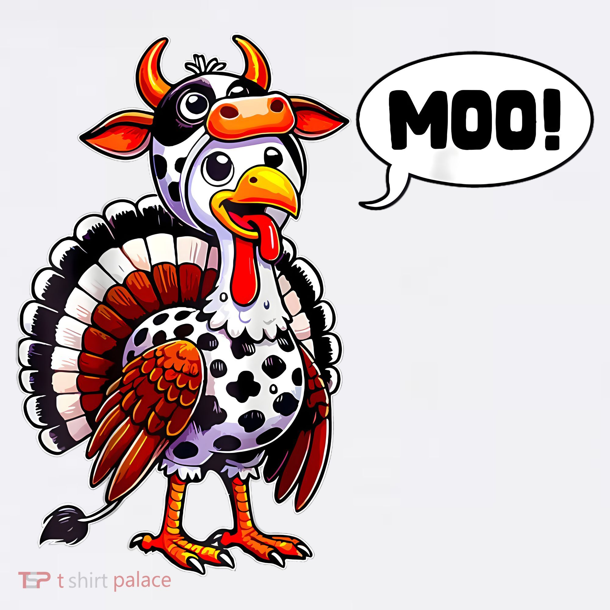 Turkey Moo Cow Funny Thanksgiving Kids Sweatshirt