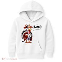 Turkey Moo Cow Funny Thanksgiving Kids Hoodie thumb 0