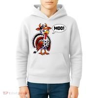 Turkey Moo Cow Funny Thanksgiving Kids Hoodie thumb 4