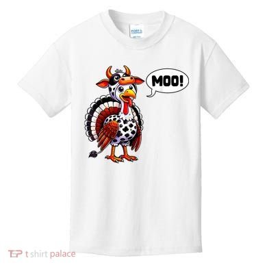 Turkey Moo Cow Funny Thanksgiving Kids T-Shirt