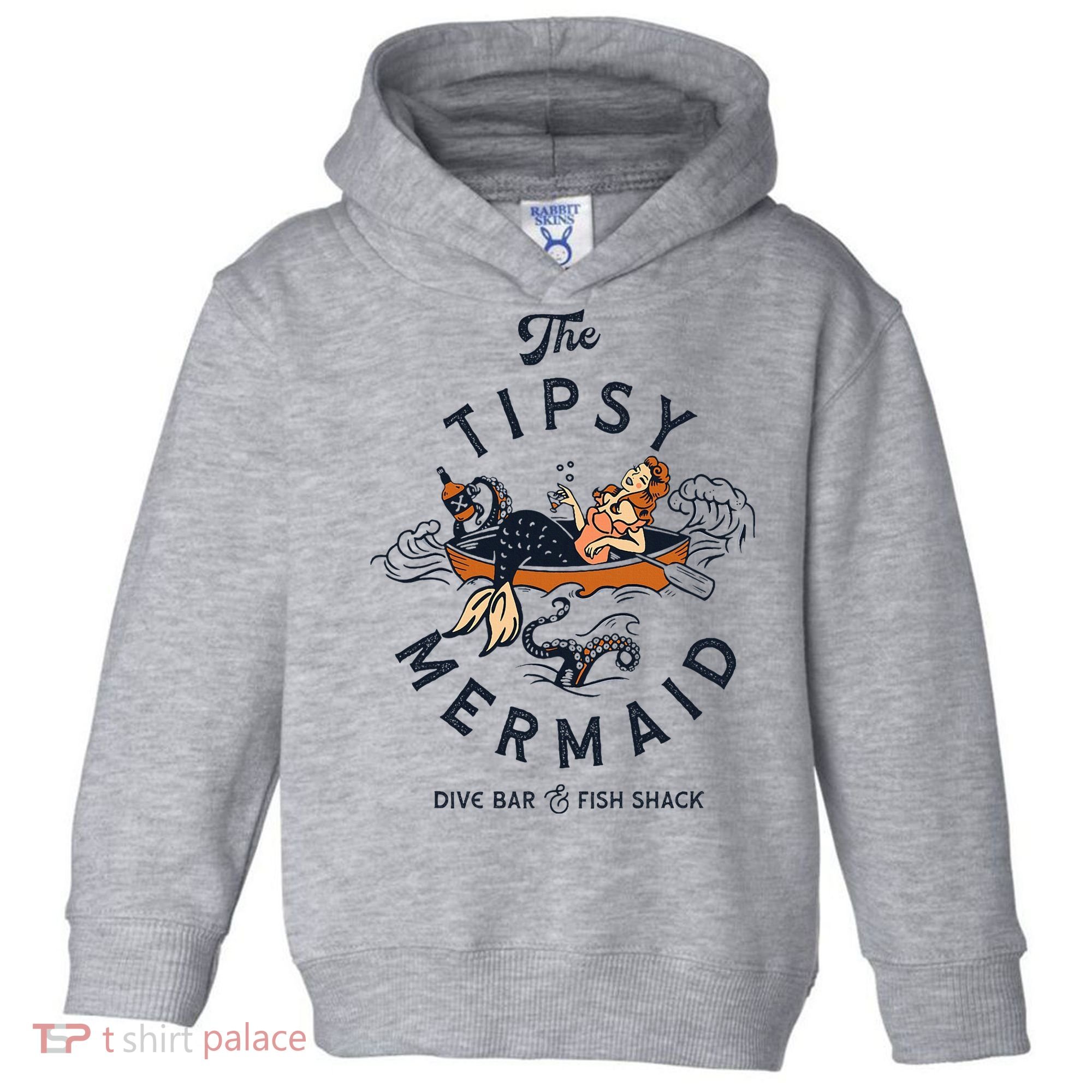 Tipsy Mermaid Dive Bar Cute Retro Pinup Toddler Hoodie