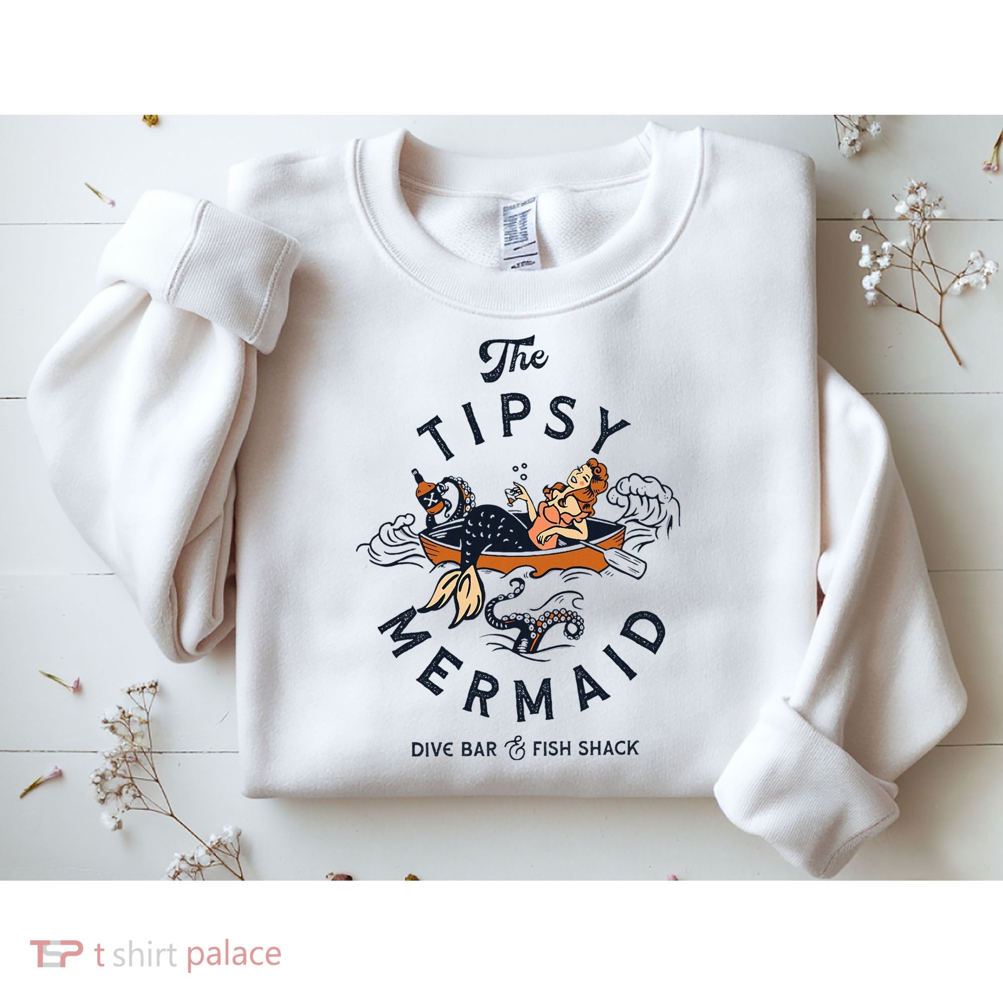 Tipsy Mermaid Dive Bar Cute Retro Pinup Sweatshirt