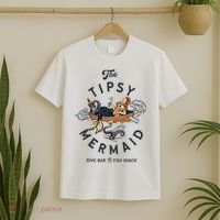 Tipsy Mermaid Dive Bar Cute Retro Pinup T-Shirt thumb 2