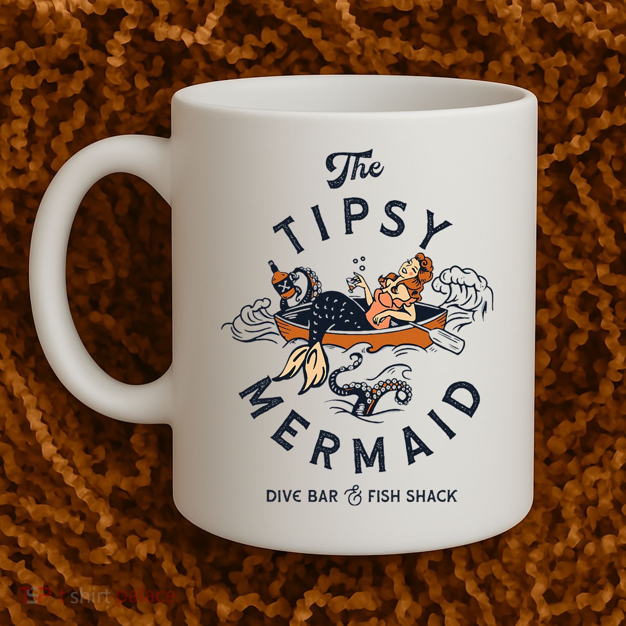 Tipsy Mermaid Dive Bar Cute Retro Pinup Coffee Mug