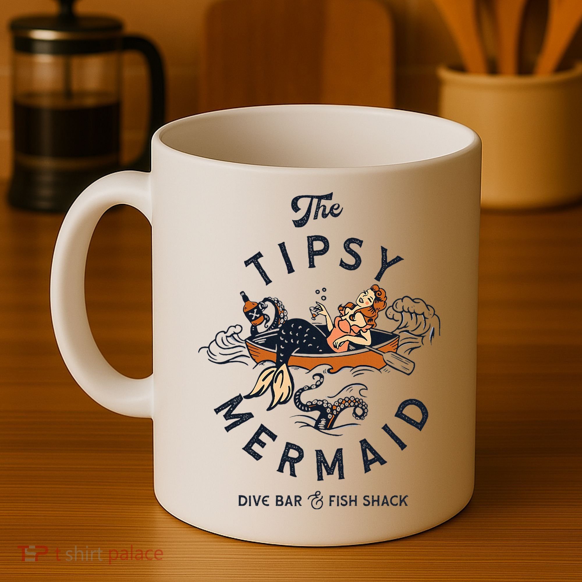 Tipsy Mermaid Dive Bar Cute Retro Pinup Coffee Mug