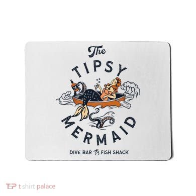 Tipsy Mermaid Dive Bar Cute Retro Pinup Mousepad