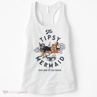Tipsy Mermaid Dive Bar Cute Retro Pinup Women's Tank Top thumb 0