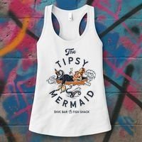 Tipsy Mermaid Dive Bar Cute Retro Pinup Women's Tank Top thumb 3
