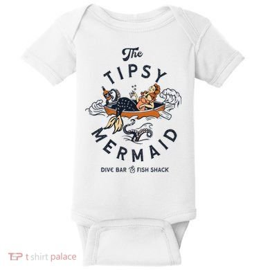 Tipsy Mermaid Dive Bar Cute Retro Pinup Baby Bodysuit