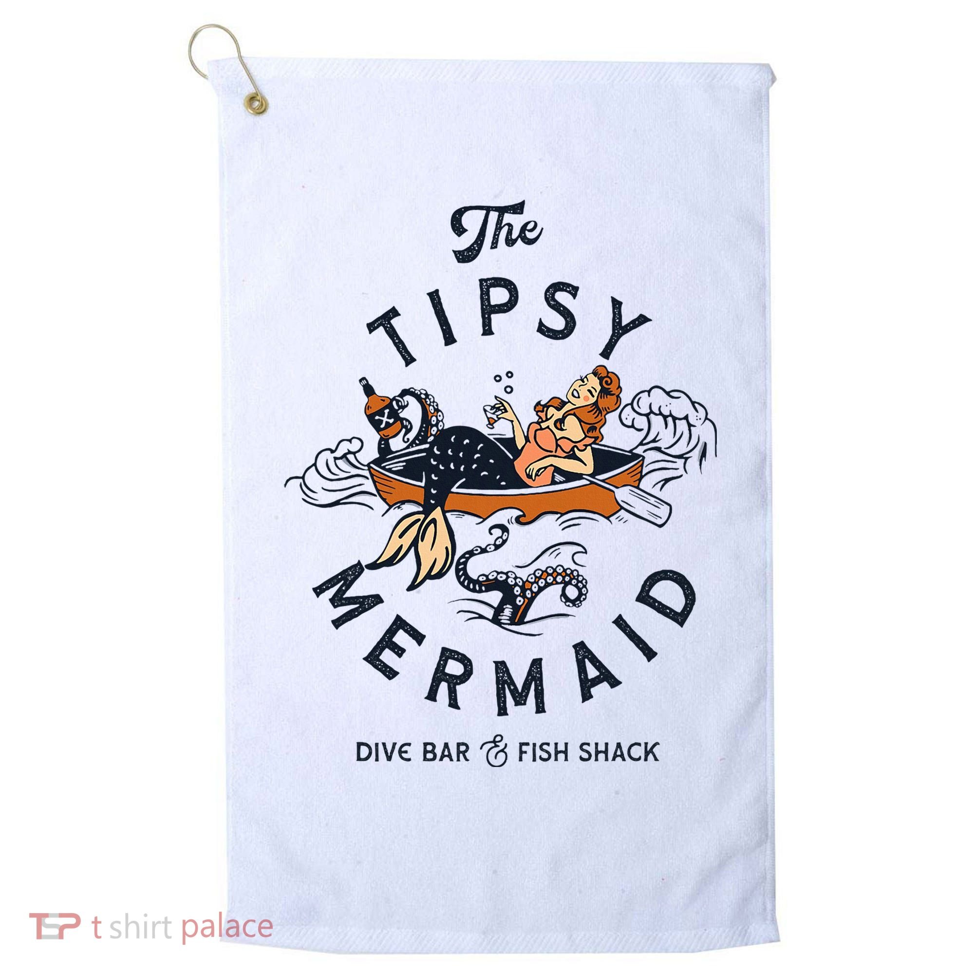 Tipsy Mermaid Dive Bar Cute Retro Pinup Golf Towel